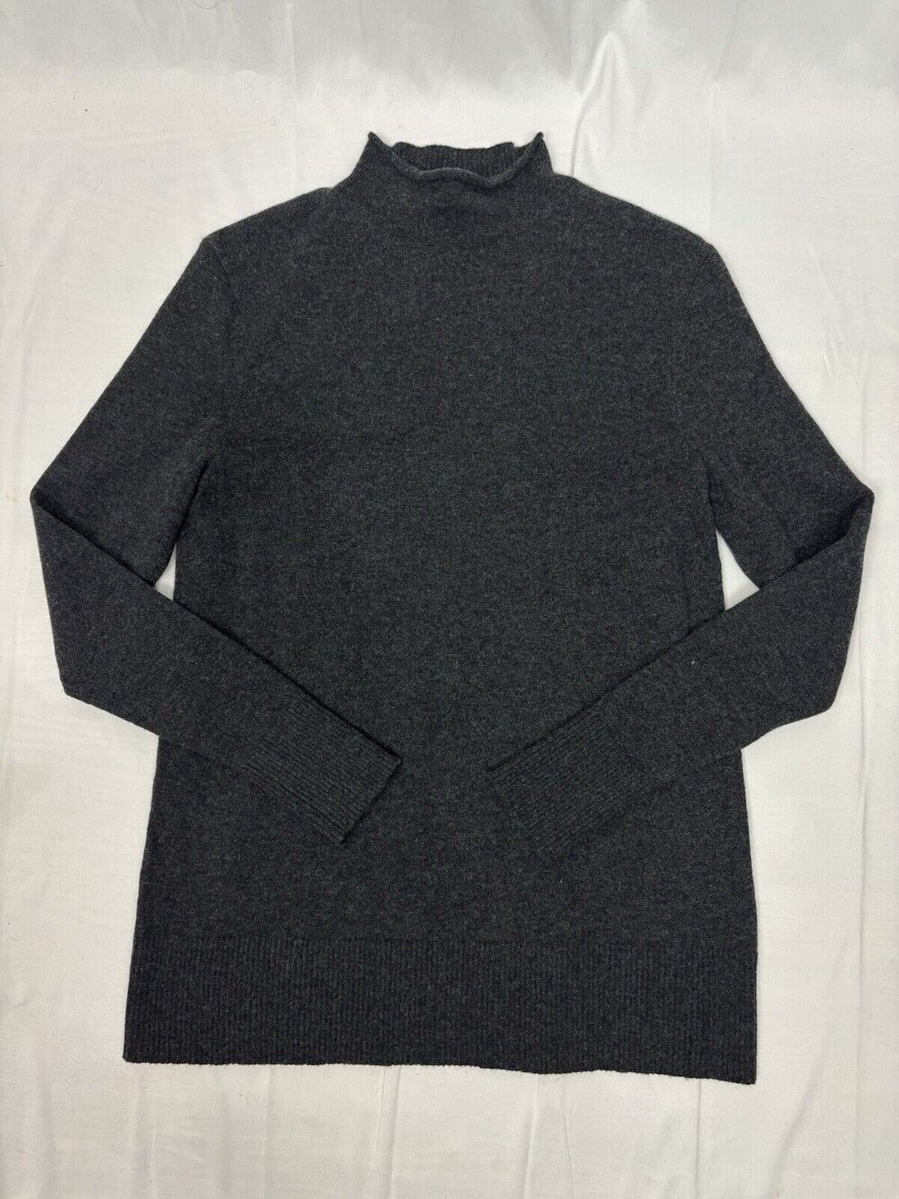 Lafayette 148 100% Cashmere Turtleneck Sweater LS Charcoal Gray Size S